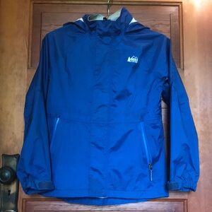 REI kids blue rain coat